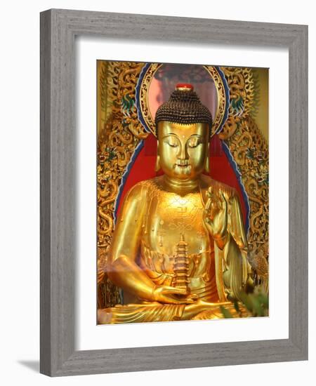 Shakyamuni Buddha Statue in Main Hall, Po Lin Monastery, Tung Chung, Hong Kong, China, Asia-null-Framed Photographic Print