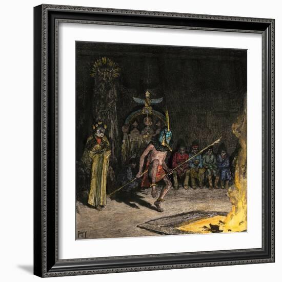 Shalako Leading a Ceremony at Night, Zuni Pueblo, New Mexico, 1800s-null-Framed Giclee Print