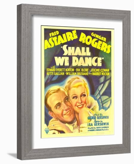 Shall We Dance?, Fred Astaire, Ginger Rogers on Window Card, 1937-null-Framed Photo
