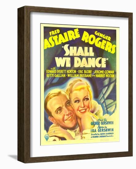 Shall We Dance?, Fred Astaire, Ginger Rogers on Window Card, 1937-null-Framed Photo