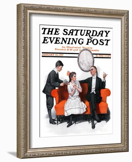 "Shall We Dance?" Saturday Evening Post Cover, January 13,1917-Norman Rockwell-Framed Giclee Print