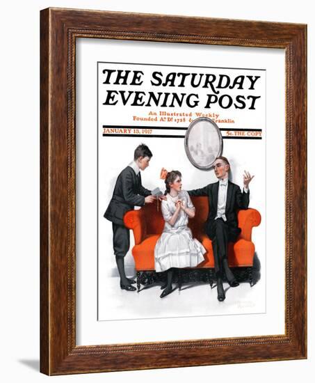 "Shall We Dance?" Saturday Evening Post Cover, January 13,1917-Norman Rockwell-Framed Giclee Print