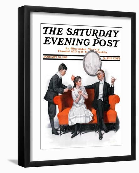 "Shall We Dance?" Saturday Evening Post Cover, January 13,1917-Norman Rockwell-Framed Giclee Print