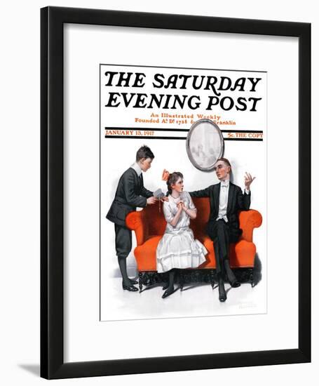 "Shall We Dance?" Saturday Evening Post Cover, January 13,1917-Norman Rockwell-Framed Giclee Print