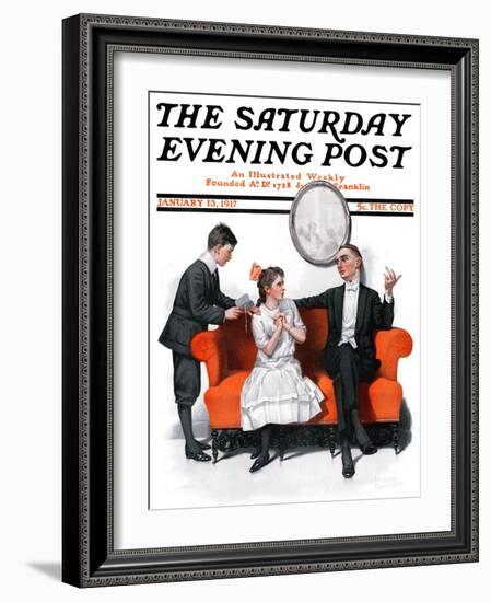 "Shall We Dance?" Saturday Evening Post Cover, January 13,1917-Norman Rockwell-Framed Giclee Print