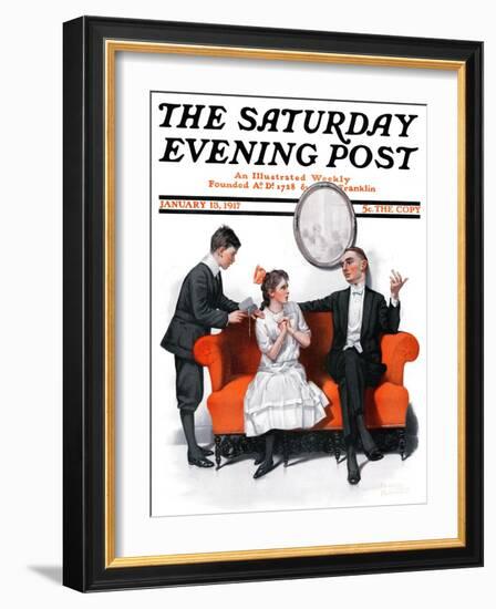 "Shall We Dance?" Saturday Evening Post Cover, January 13,1917-Norman Rockwell-Framed Giclee Print