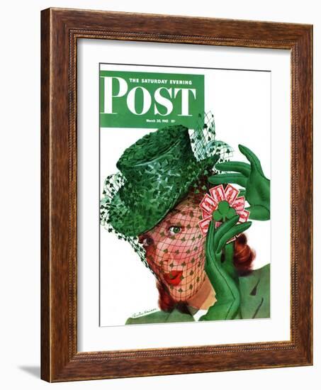 "Shamrock Chapeau," Saturday Evening Post Cover, March 20, 1943-Charles Kaiser-Framed Giclee Print