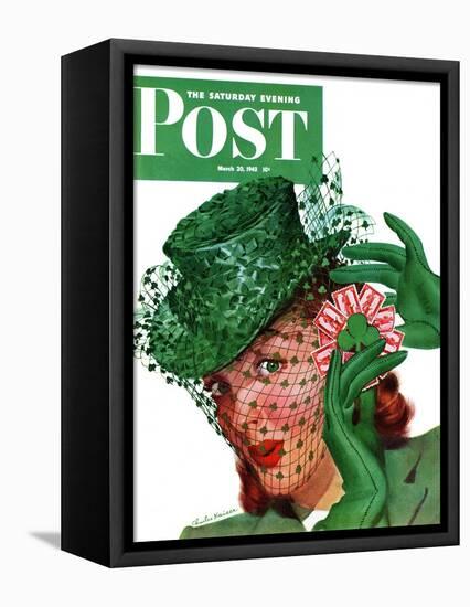 "Shamrock Chapeau," Saturday Evening Post Cover, March 20, 1943-Charles Kaiser-Framed Premier Image Canvas
