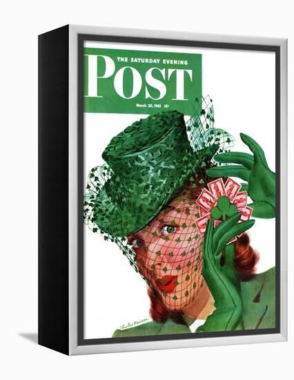 "Shamrock Chapeau," Saturday Evening Post Cover, March 20, 1943-Charles Kaiser-Framed Premier Image Canvas