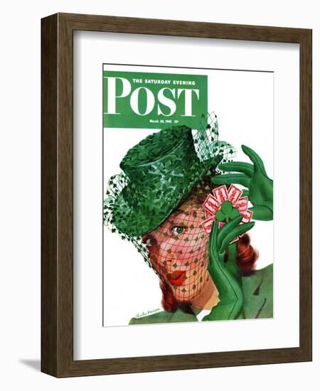 "Shamrock Chapeau," Saturday Evening Post Cover, March 20, 1943-Charles Kaiser-Framed Giclee Print