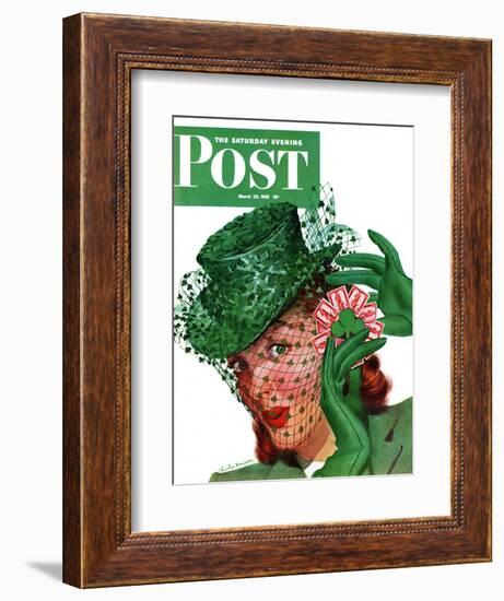 "Shamrock Chapeau," Saturday Evening Post Cover, March 20, 1943-Charles Kaiser-Framed Giclee Print