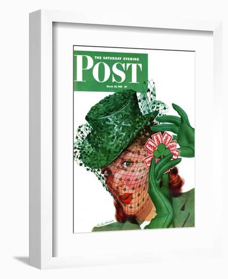 "Shamrock Chapeau," Saturday Evening Post Cover, March 20, 1943-Charles Kaiser-Framed Giclee Print