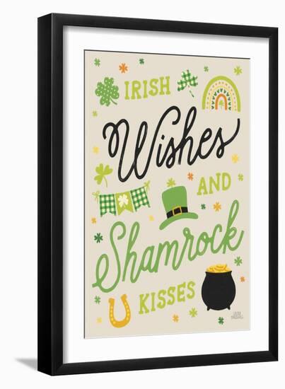 Shamrock Wishes II Beige-Laura Marshall-Framed Art Print