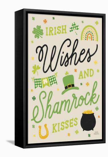 Shamrock Wishes II Beige-Laura Marshall-Framed Stretched Canvas