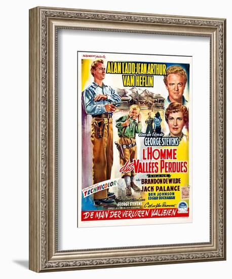 Shane, (aka L'Homme Des Vallees Perdues), Belgian Poster Art, 1953-null-Framed Premium Giclee Print