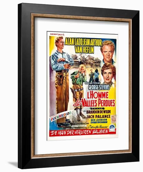 Shane, (aka L'Homme Des Vallees Perdues), Belgian Poster Art, 1953-null-Framed Premium Giclee Print