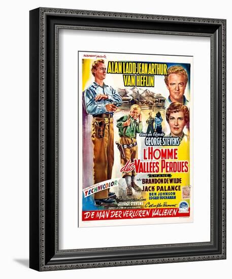 Shane, (aka L'Homme Des Vallees Perdues), Belgian Poster Art, 1953-null-Framed Premium Giclee Print