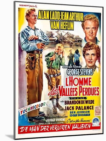 Shane, (aka L'Homme Des Vallees Perdues), Belgian Poster Art, 1953-null-Mounted Art Print