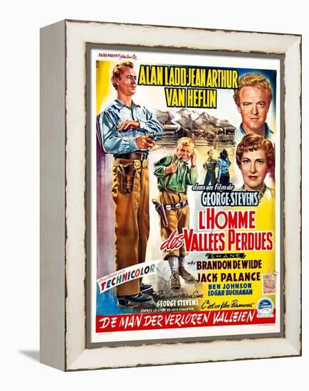 Shane, (aka L'Homme Des Vallees Perdues), Belgian Poster Art, 1953-null-Framed Stretched Canvas