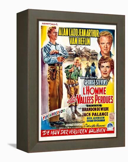 Shane, (aka L'Homme Des Vallees Perdues), Belgian Poster Art, 1953-null-Framed Stretched Canvas