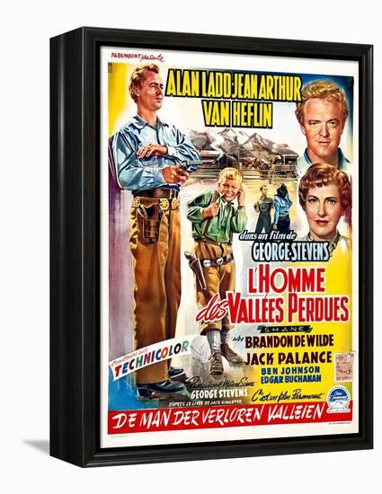 Shane, (aka L'Homme Des Vallees Perdues), Belgian Poster Art, 1953-null-Framed Stretched Canvas