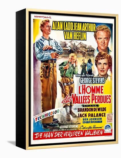 Shane, (aka L'Homme Des Vallees Perdues), Belgian Poster Art, 1953-null-Framed Stretched Canvas