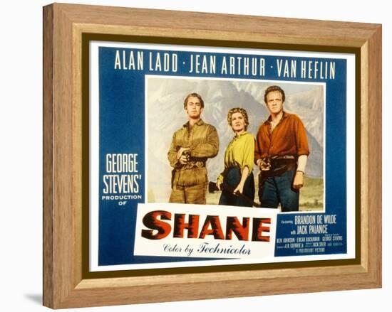 Shane, Alan Ladd, Jean Arthur, Van Heflin, 1953-null-Framed Stretched Canvas