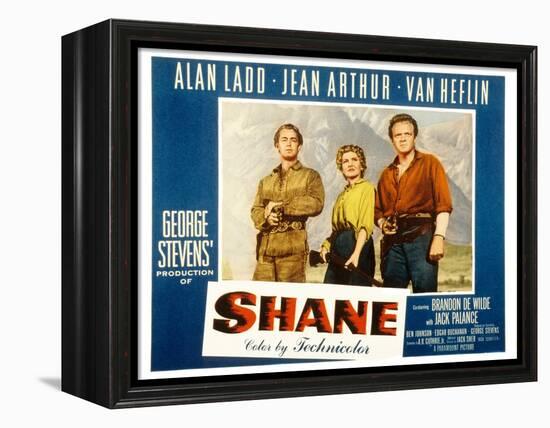 Shane, Alan Ladd, Jean Arthur, Van Heflin, 1953-null-Framed Stretched Canvas