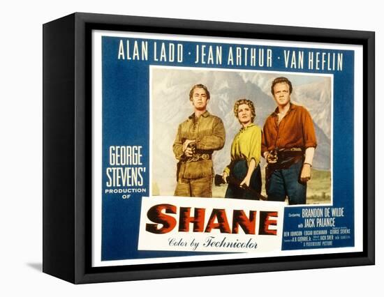 Shane, Alan Ladd, Jean Arthur, Van Heflin, 1953-null-Framed Stretched Canvas