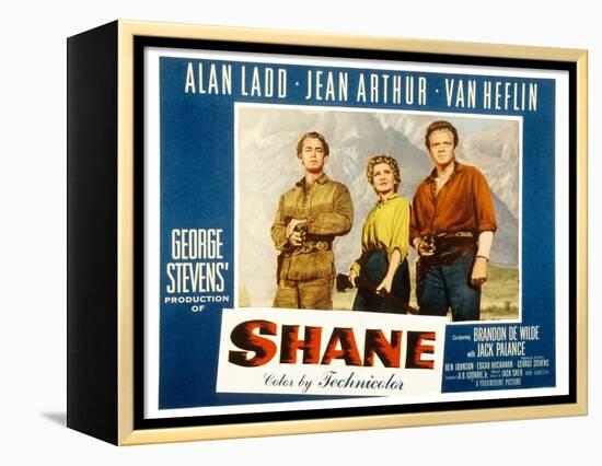 Shane, Alan Ladd, Jean Arthur, Van Heflin, 1953-null-Framed Stretched Canvas