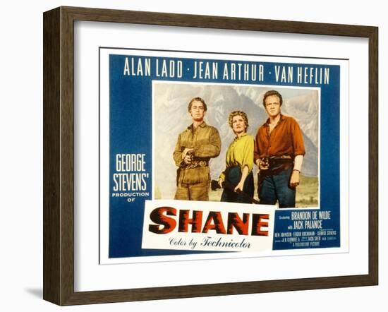 Shane, Alan Ladd, Jean Arthur, Van Heflin, 1953-null-Framed Art Print