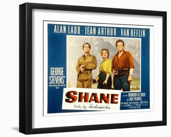 Shane, Alan Ladd, Jean Arthur, Van Heflin, 1953-null-Framed Art Print