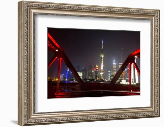 Shanghai, China, Evening Cityscape and Evening Lights-Darrell Gulin-Framed Photographic Print