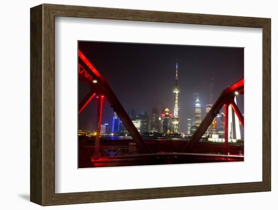 Shanghai, China, Evening Cityscape and Evening Lights-Darrell Gulin-Framed Photographic Print