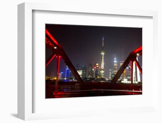 Shanghai, China, Evening Cityscape and Evening Lights-Darrell Gulin-Framed Photographic Print