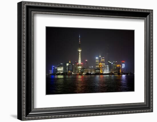 Shanghai, China, Evening Cityscape and Lights with River Reflection-Darrell Gulin-Framed Photographic Print