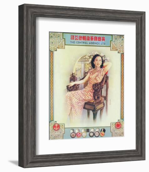 Shanghai Lady in Antique Chair-null-Framed Premium Giclee Print