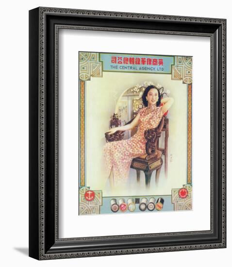 Shanghai Lady in Antique Chair-null-Framed Premium Giclee Print