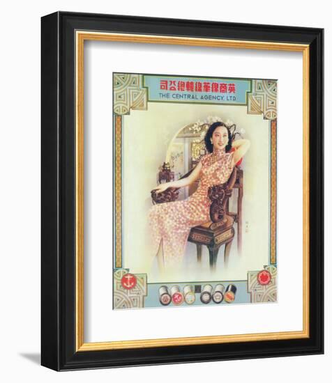 Shanghai Lady in Antique Chair-null-Framed Premium Giclee Print