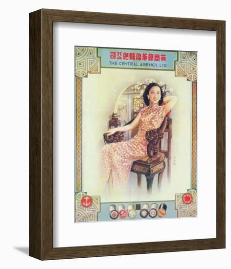 Shanghai Lady in Antique Chair-null-Framed Premium Giclee Print