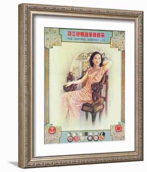 Shanghai Lady in Antique Chair-null-Framed Premium Giclee Print