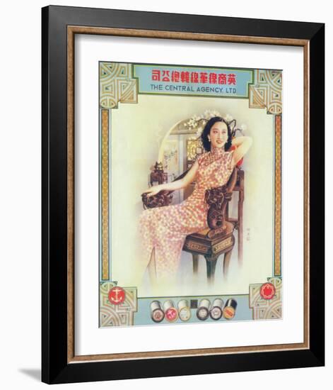 Shanghai Lady in Antique Chair-null-Framed Premium Giclee Print