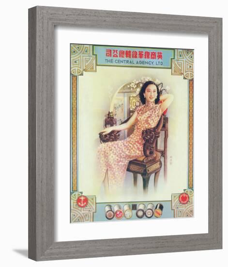 Shanghai Lady in Antique Chair-null-Framed Premium Giclee Print