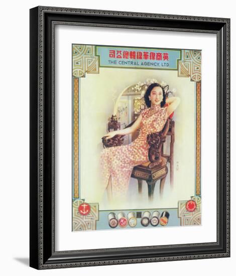 Shanghai Lady in Antique Chair-null-Framed Premium Giclee Print