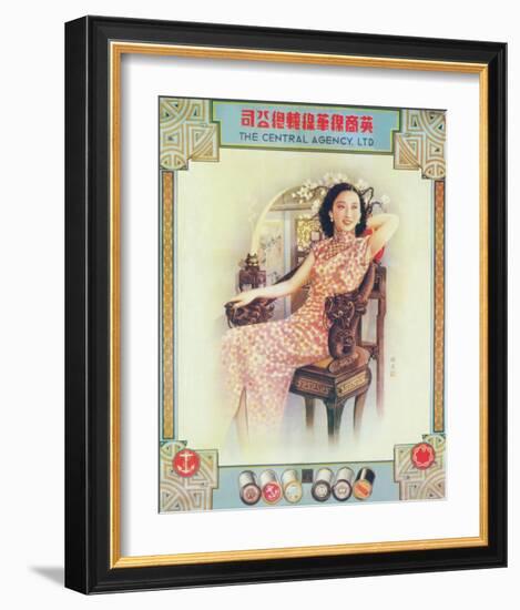 Shanghai Lady in Antique Chair-null-Framed Premium Giclee Print