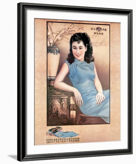 Shanghai Lady in Blue Dress-null-Framed Art Print