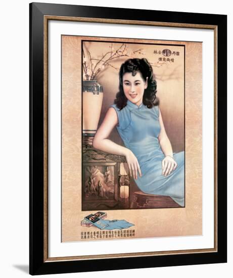 Shanghai Lady in Blue Dress-null-Framed Art Print