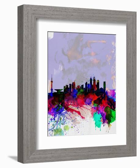 Shanghai Watercolor Skyline-NaxArt-Framed Art Print