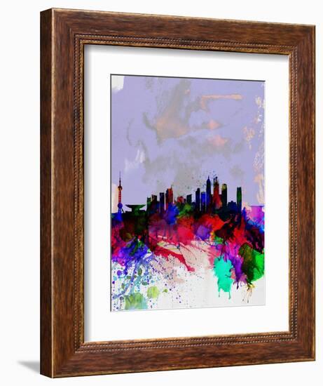 Shanghai Watercolor Skyline-NaxArt-Framed Art Print