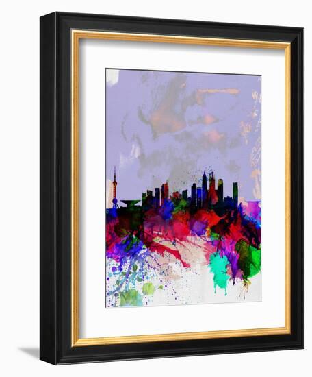 Shanghai Watercolor Skyline-NaxArt-Framed Art Print